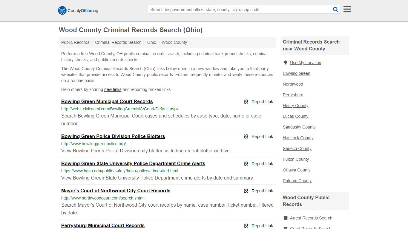 Criminal Records Search - Wood County, OH (Arrests, Jails ...